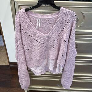 Anthropologie Lavender V-Neck Sweater